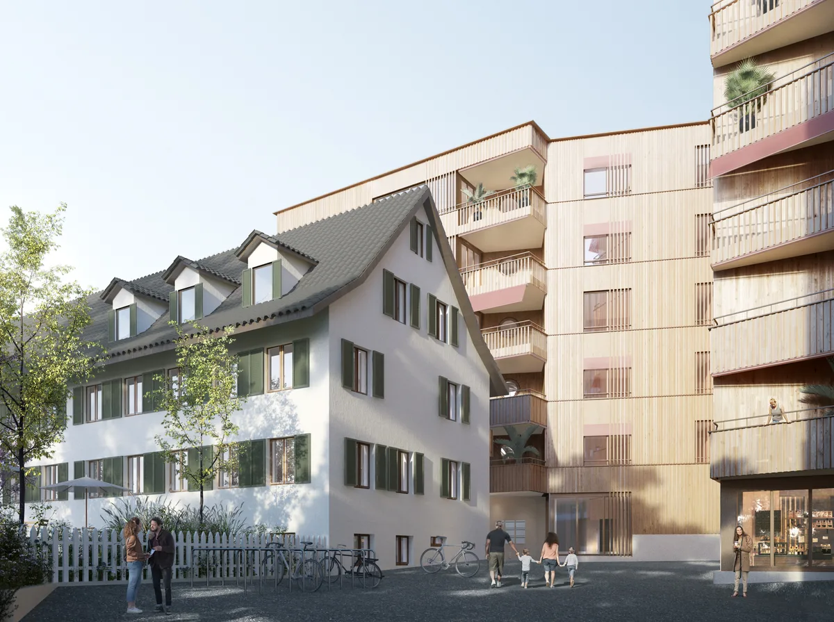 Man sieht eine Visualisierung der geplanten Überbauung auf dem Ryffel-Areal in Wetzikon.